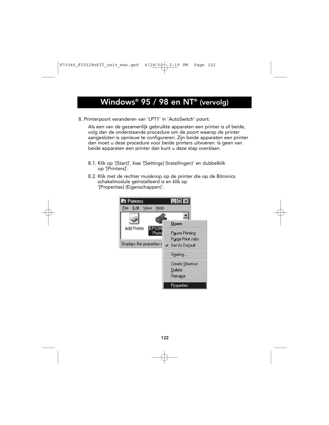 Belkin P73046, F1U128 user manual 122 