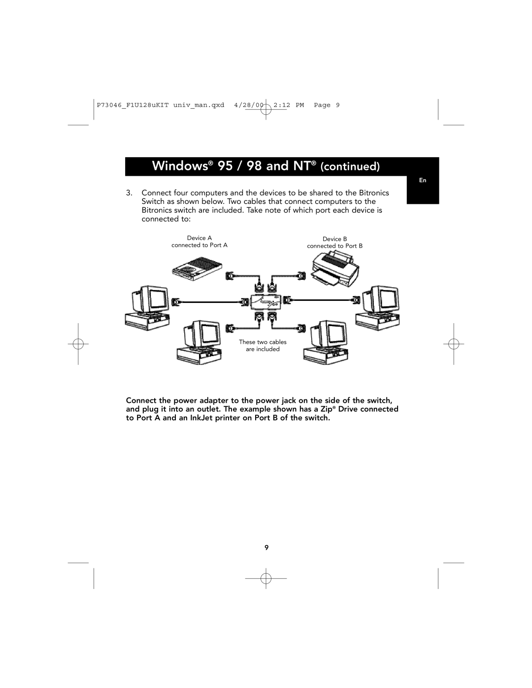 Belkin F1U128, P73046 user manual Device a Device B 