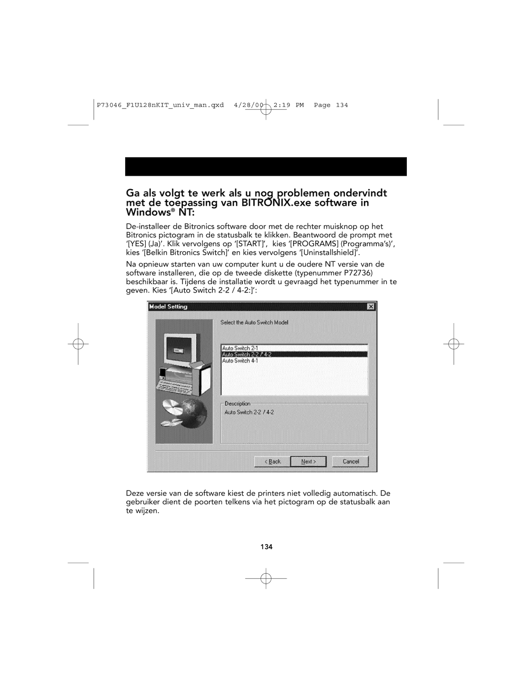 Belkin P73046, F1U128 user manual 134 