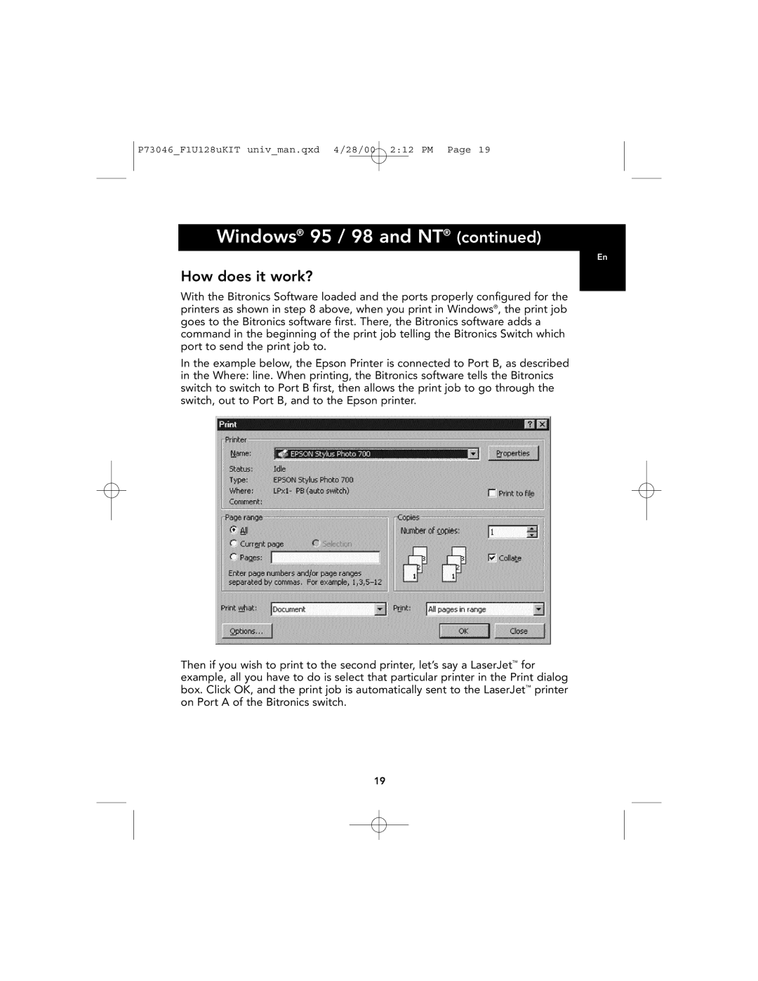 Belkin F1U128, P73046 user manual How does it work? 