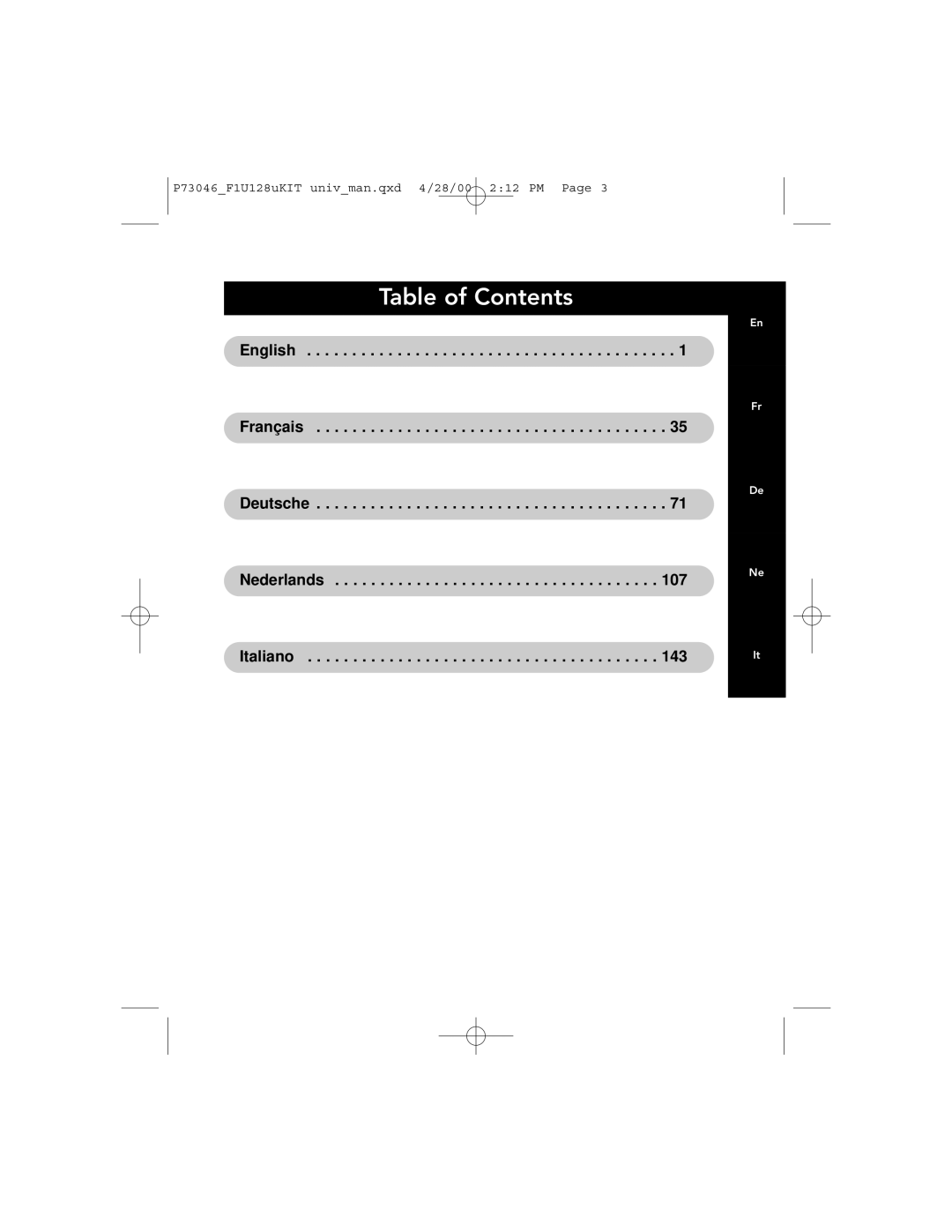 Belkin F1U128, P73046 user manual Table of Contents 