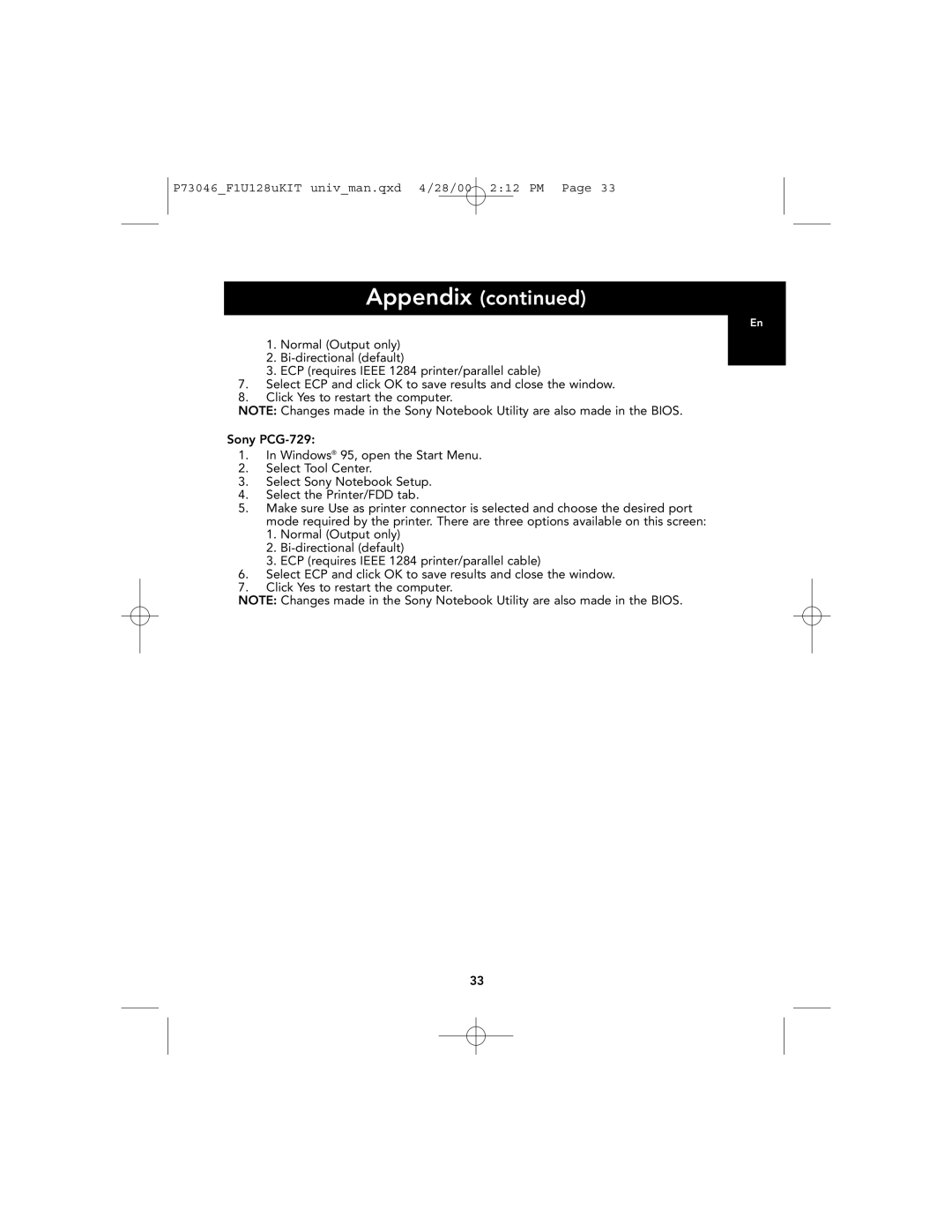 Belkin F1U128, P73046 user manual Appendix 