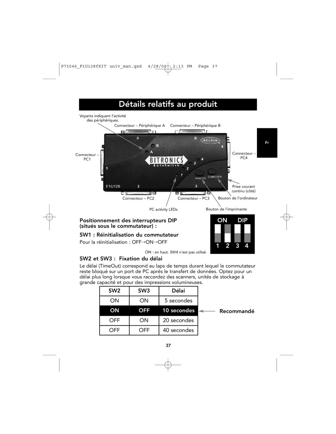 Belkin F1U128, P73046 user manual Détails relatifs au produit 