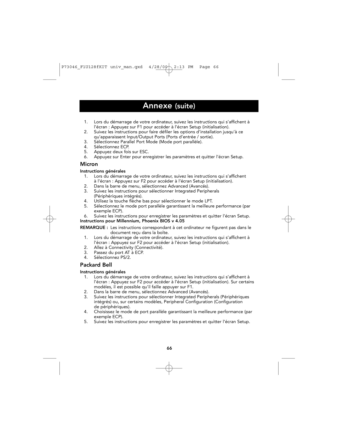 Belkin P73046, F1U128 user manual Micron 