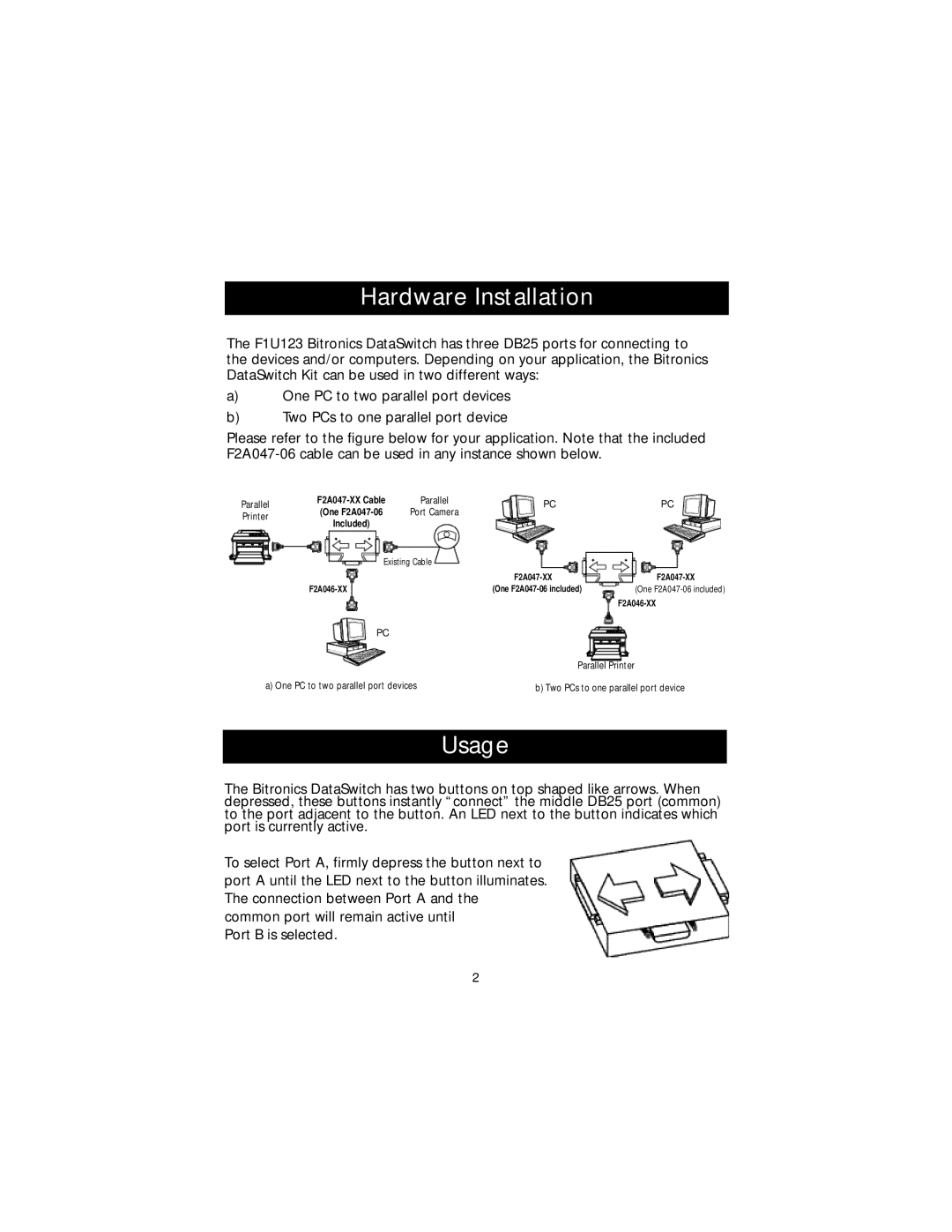 Belkin P73075, F1U123-KIT user manual Hardware Installation, Usage 