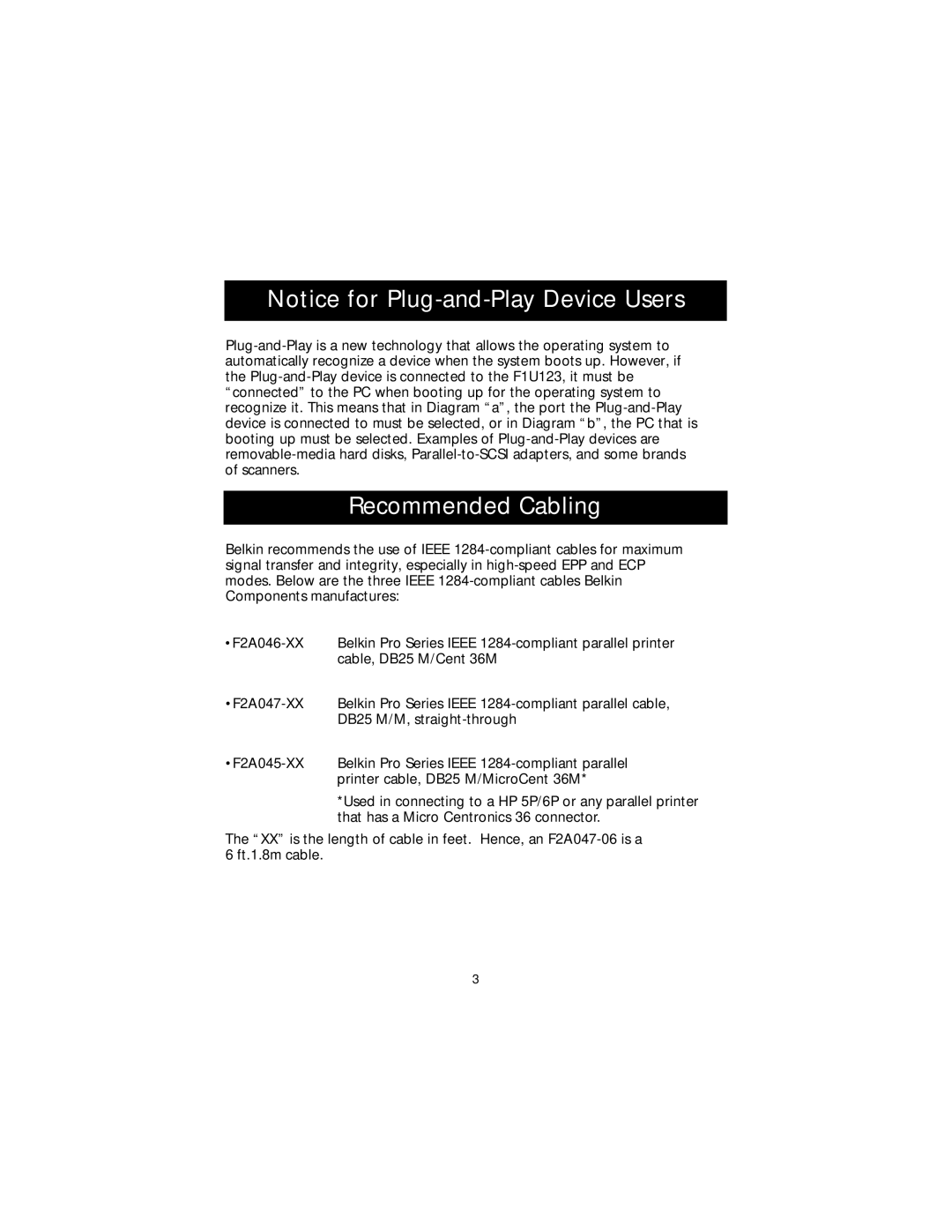 Belkin F1U123-KIT, P73075 user manual Recommended Cabling 