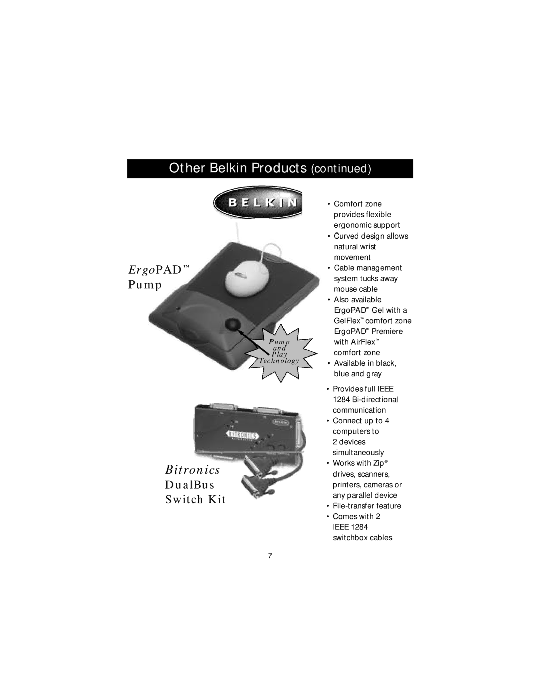 Belkin F1U123-KIT, P73075 user manual ErgoPAD 