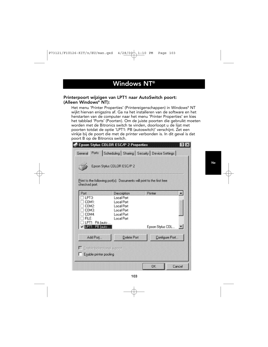 Belkin P73121, F1U126-KIT user manual Windows NT 