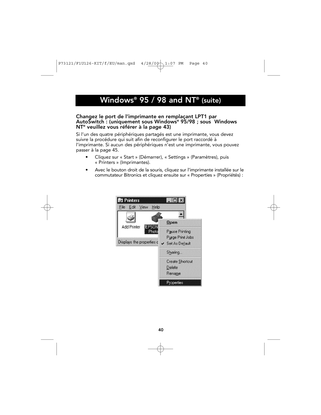 Belkin P73121, F1U126-KIT user manual Windows 95 / 98 and NT suite 