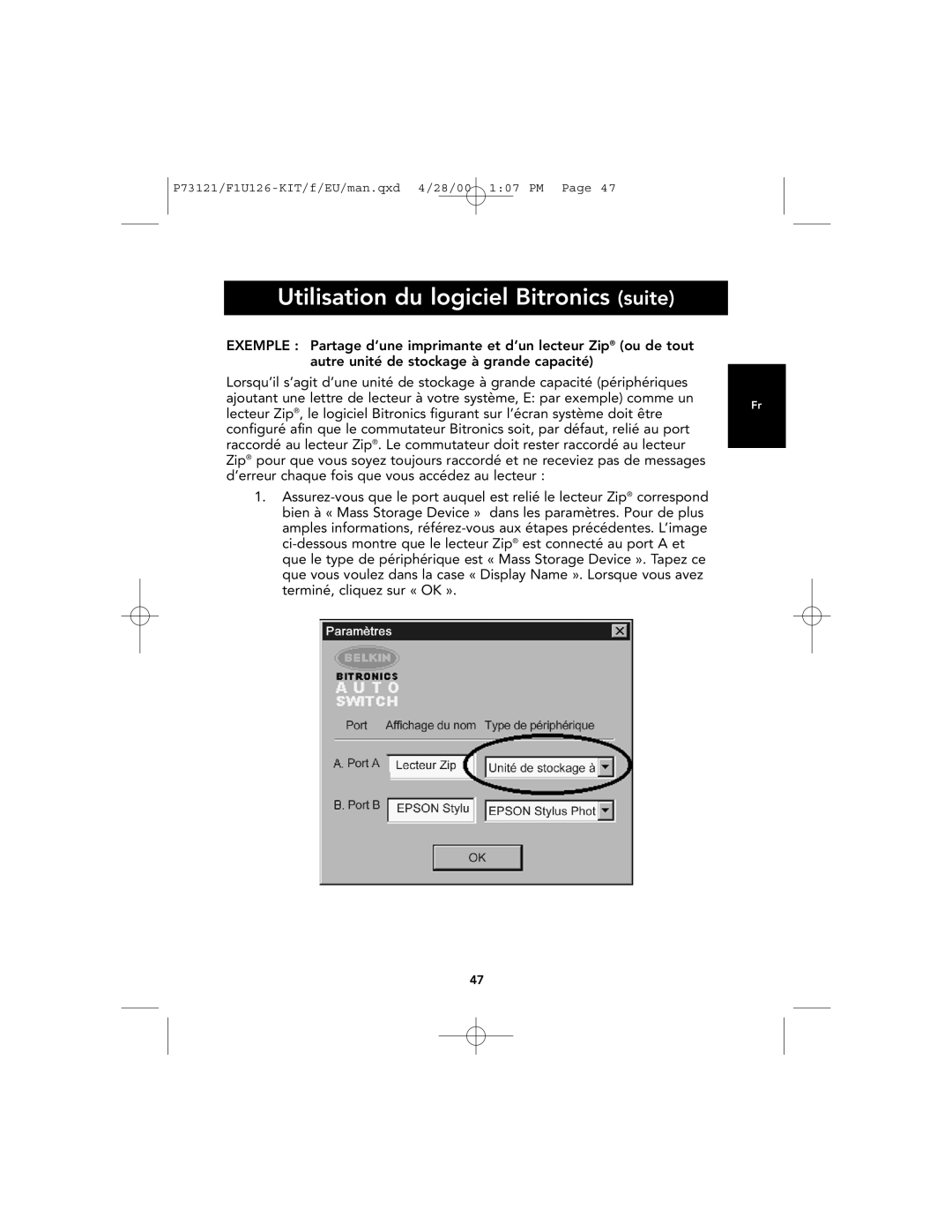 Belkin F1U126-KIT, P73121 user manual Utilisation du logiciel Bitronics suite 