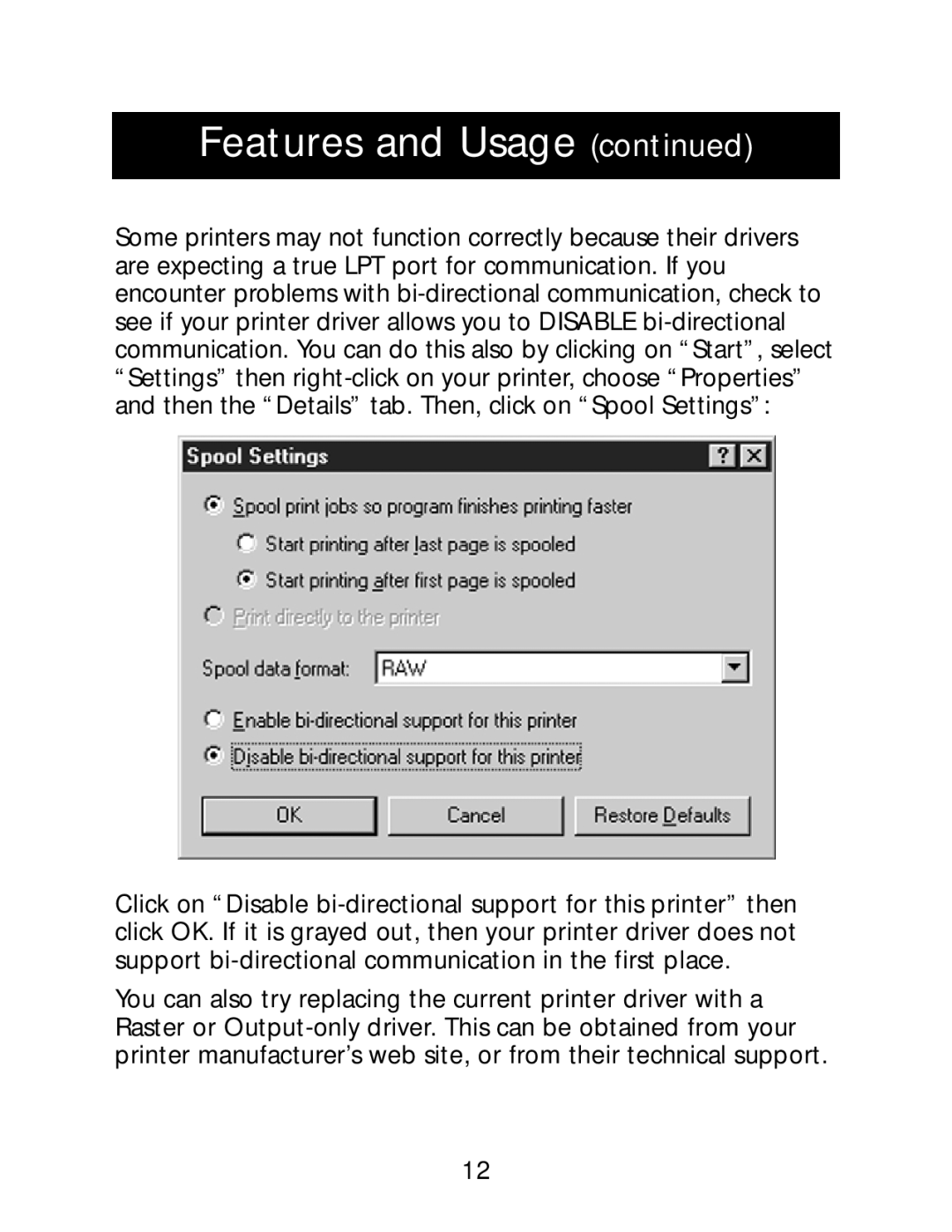 Belkin P73213-A user manual Features and Usage continued 