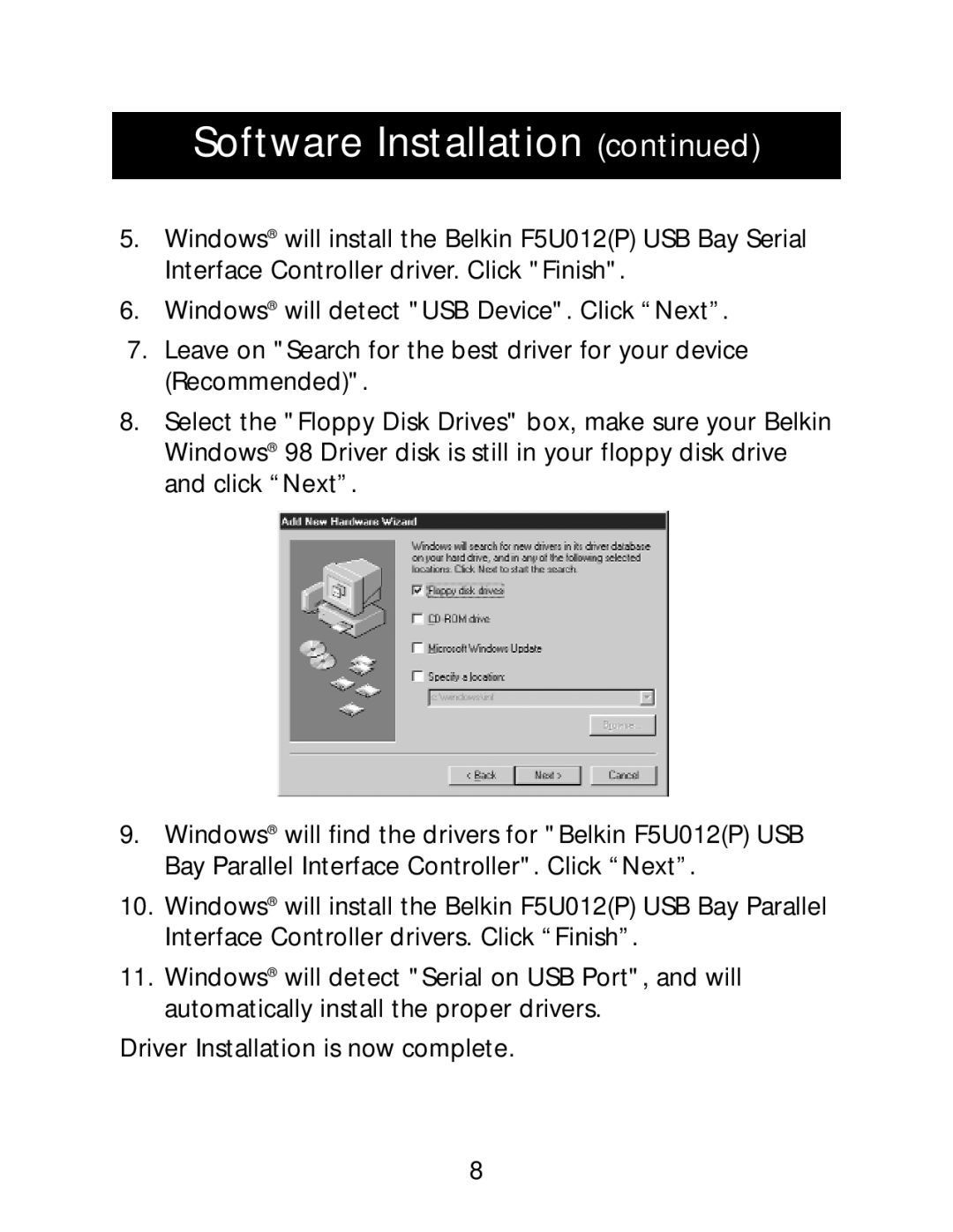 Belkin P73213-A user manual Software Installation 