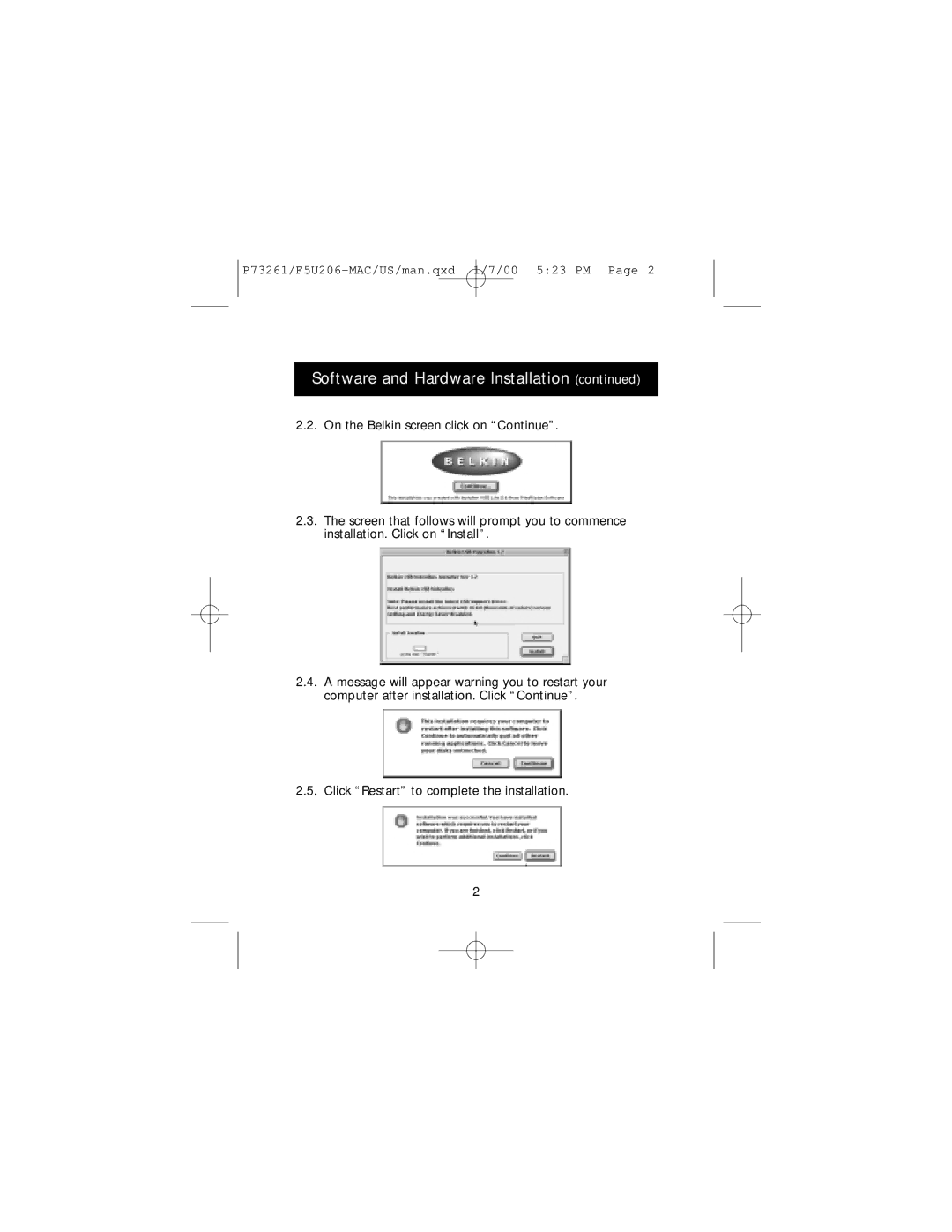 Belkin P73261 manual Software and Hardware Installation 