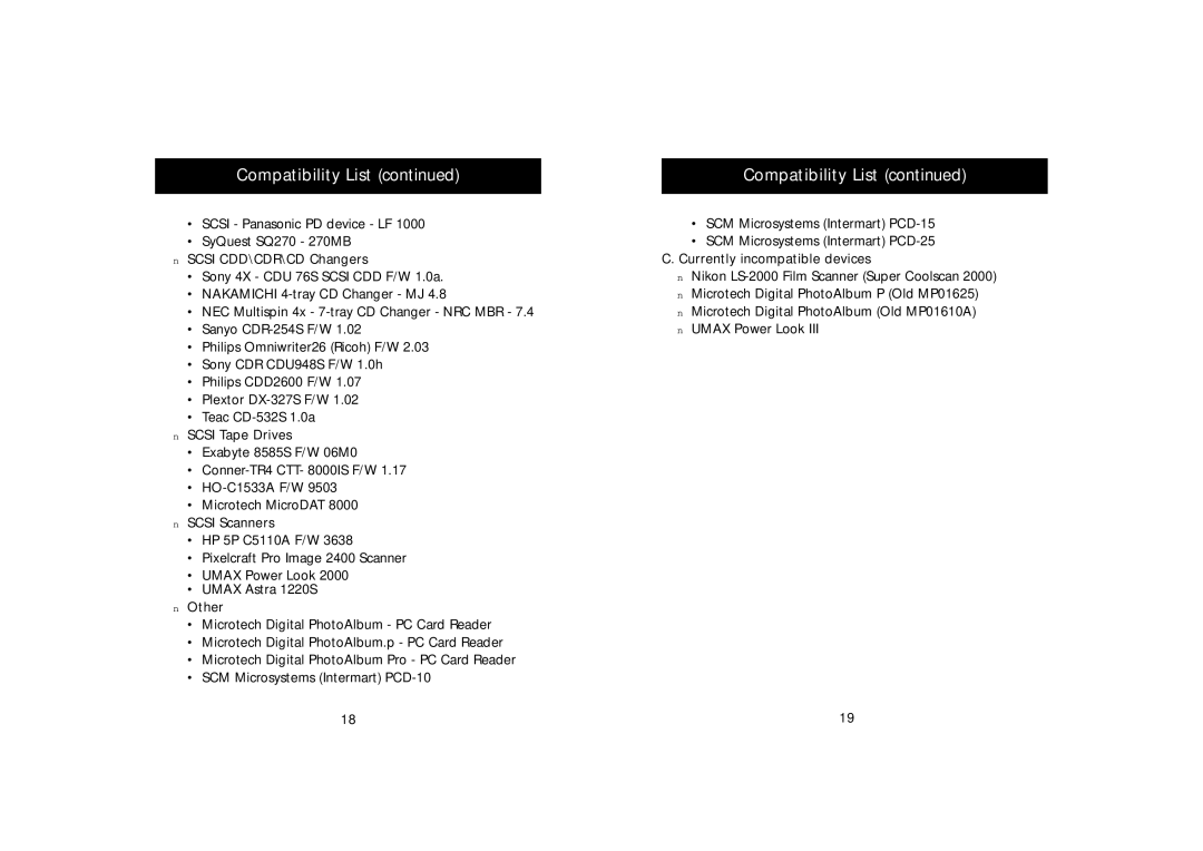 Belkin F5U115-UNV, P73417-A manual Compatibility List 