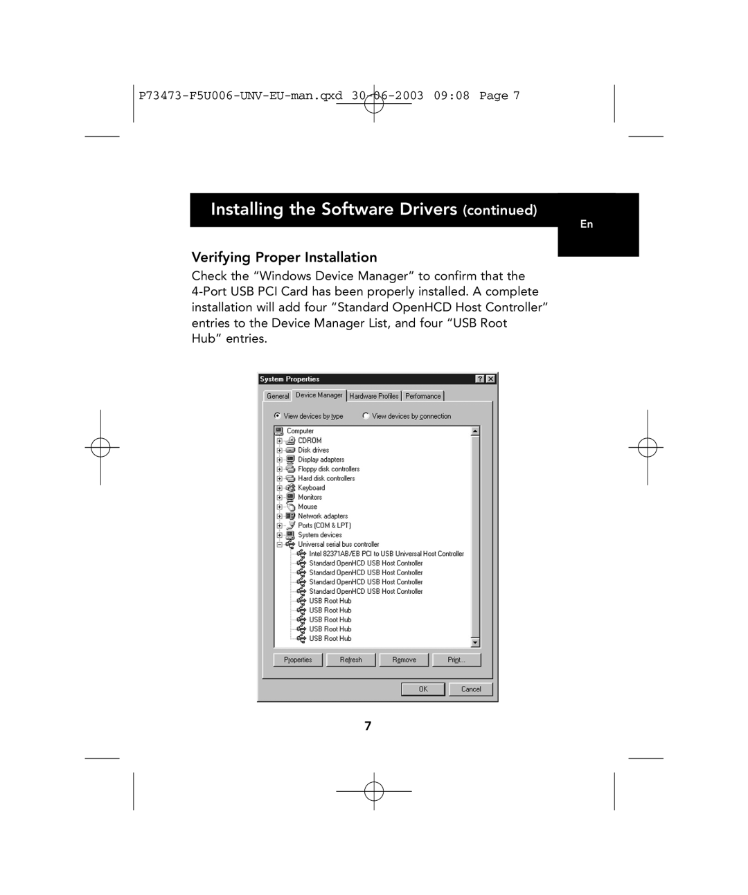 Belkin P73473 F5U006-UNV user manual Verifying Proper Installation 