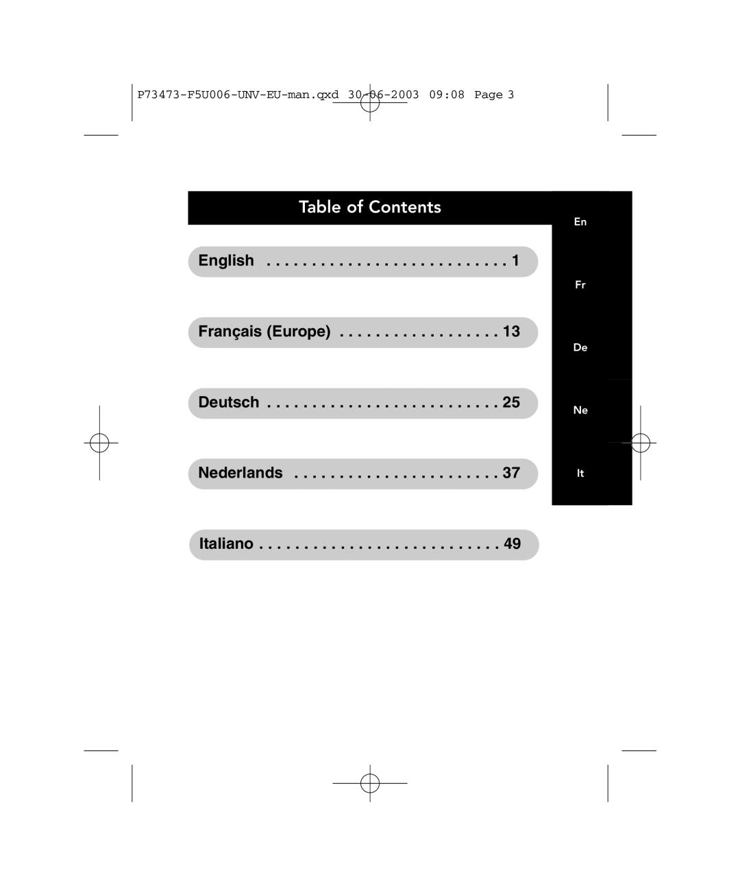 Belkin P73473 F5U006-UNV user manual Table of Contents 