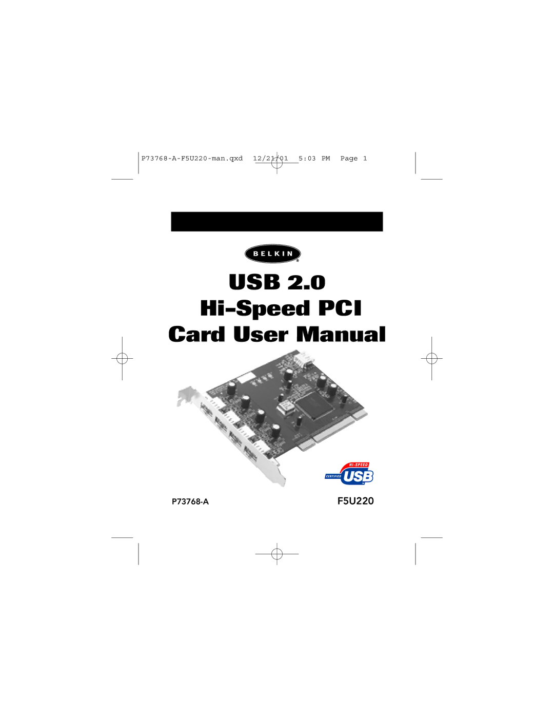 Belkin P73768-A user manual USB Hi-Speed PCI 