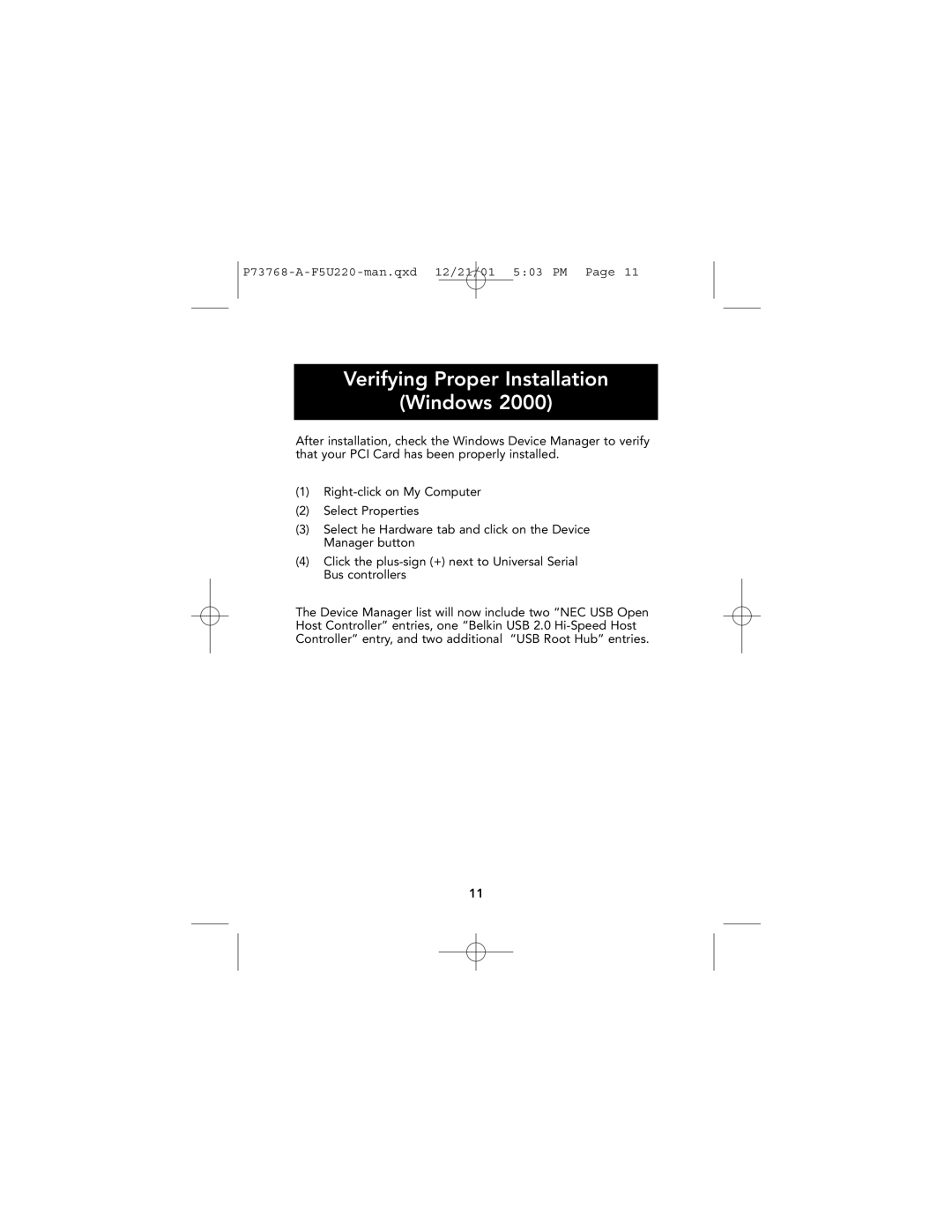 Belkin P73768-A user manual Verifying Proper Installation Windows 