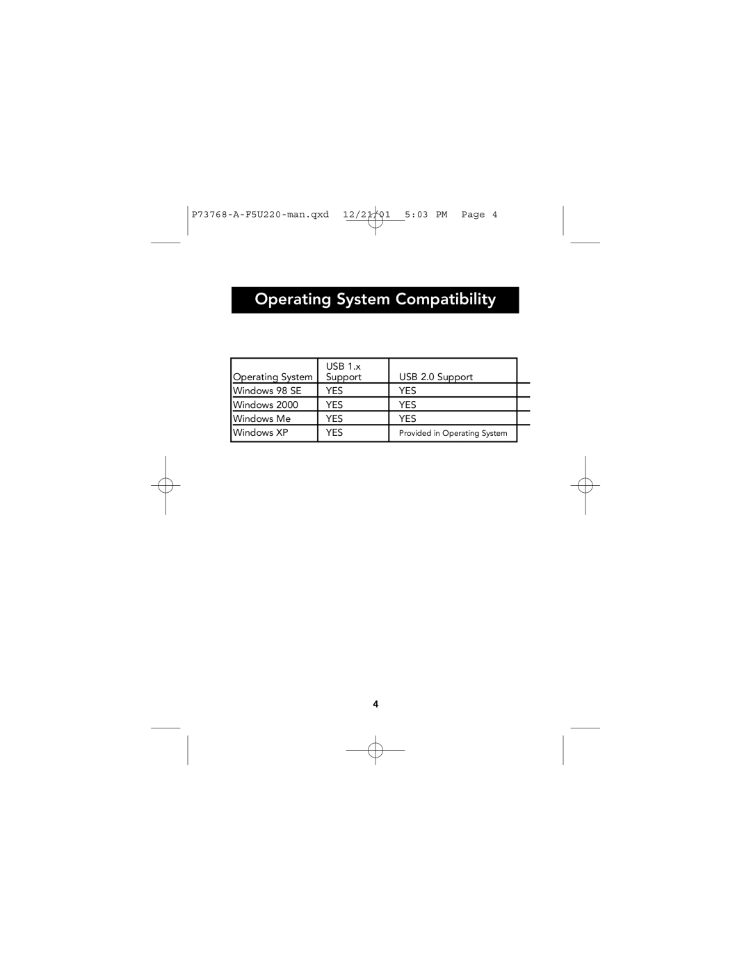 Belkin P73768-A user manual Operating System Compatibility 