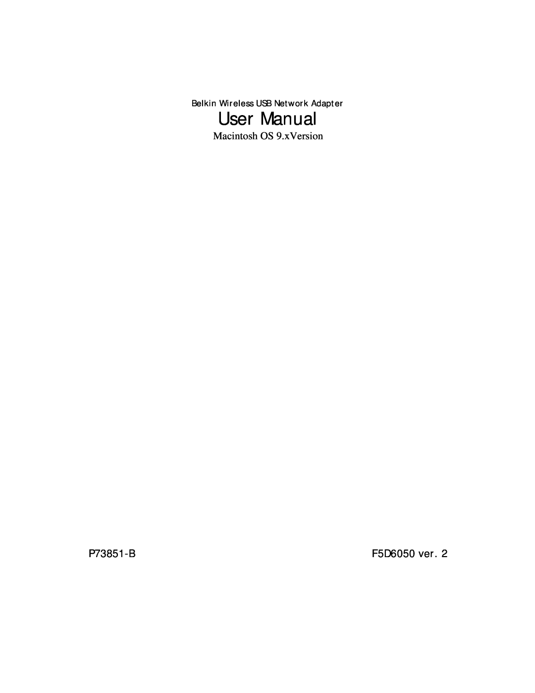 Belkin P73851-B user manual F5D6050 ver, User Manual 