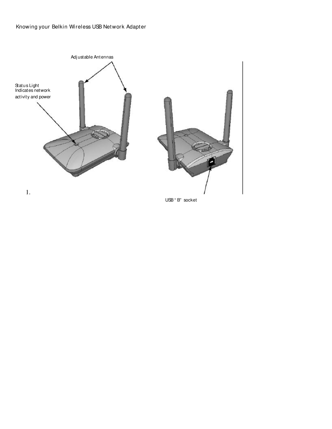 Belkin P73851-B user manual Knowing your Belkin Wireless USB Network Adapter 