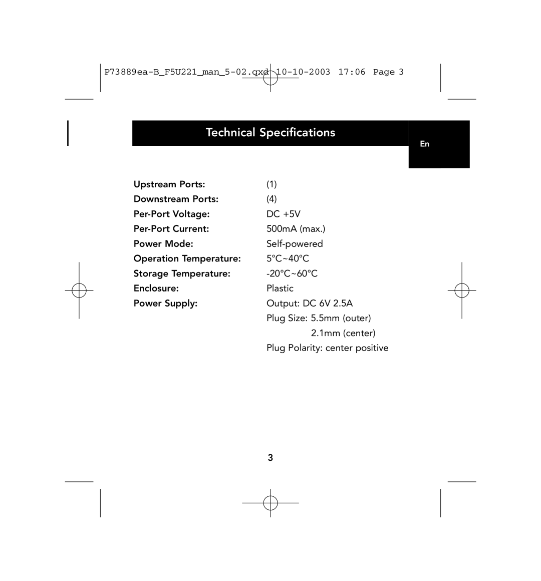 Belkin P73889ea-B user manual Technical Specifications 