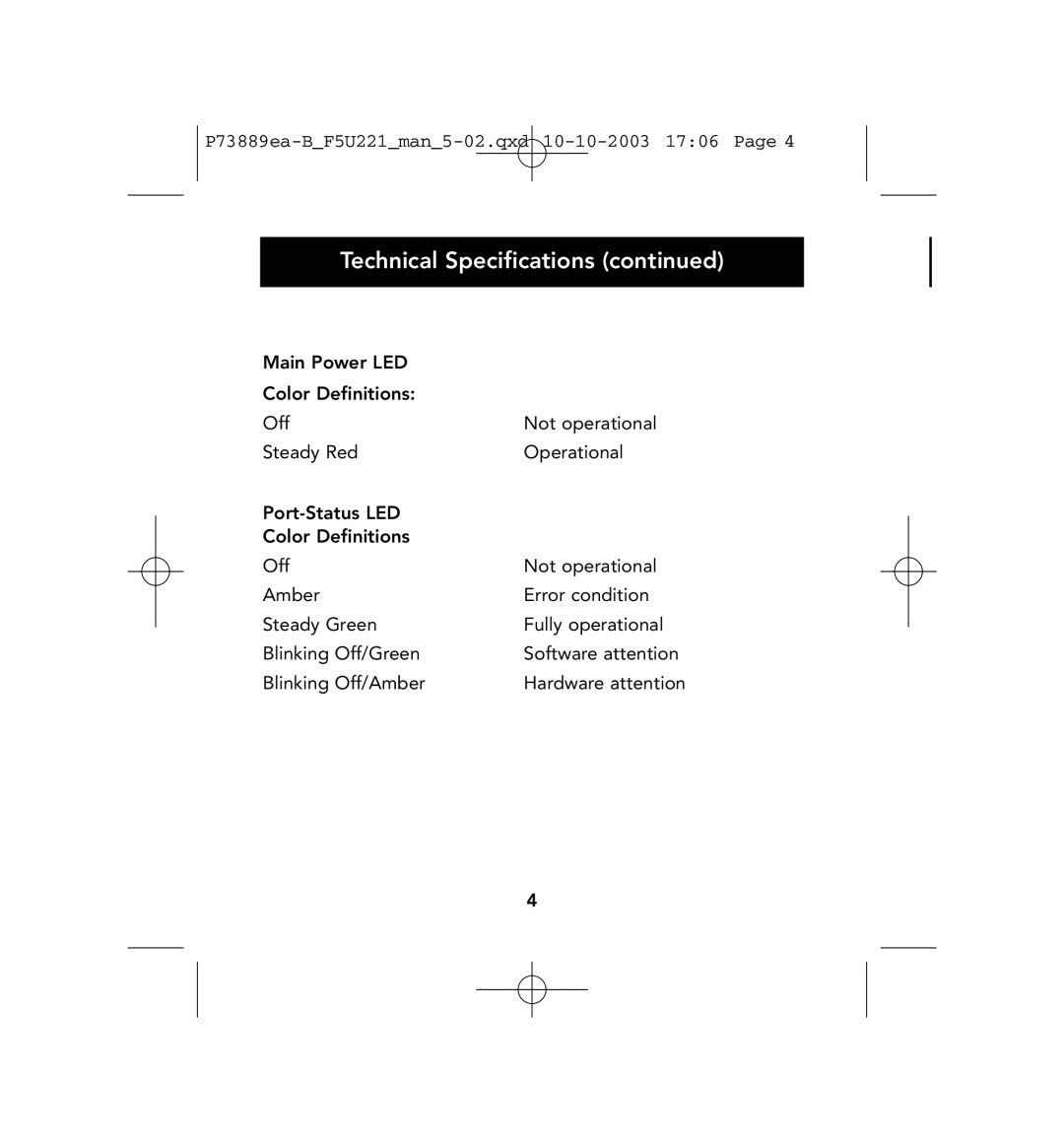 Belkin P73889ea-B user manual Technical Specifications 