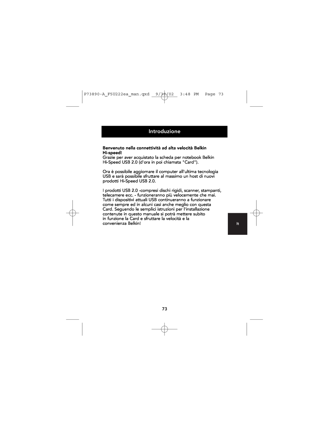 Belkin P73890EA-A manual Introduzione 