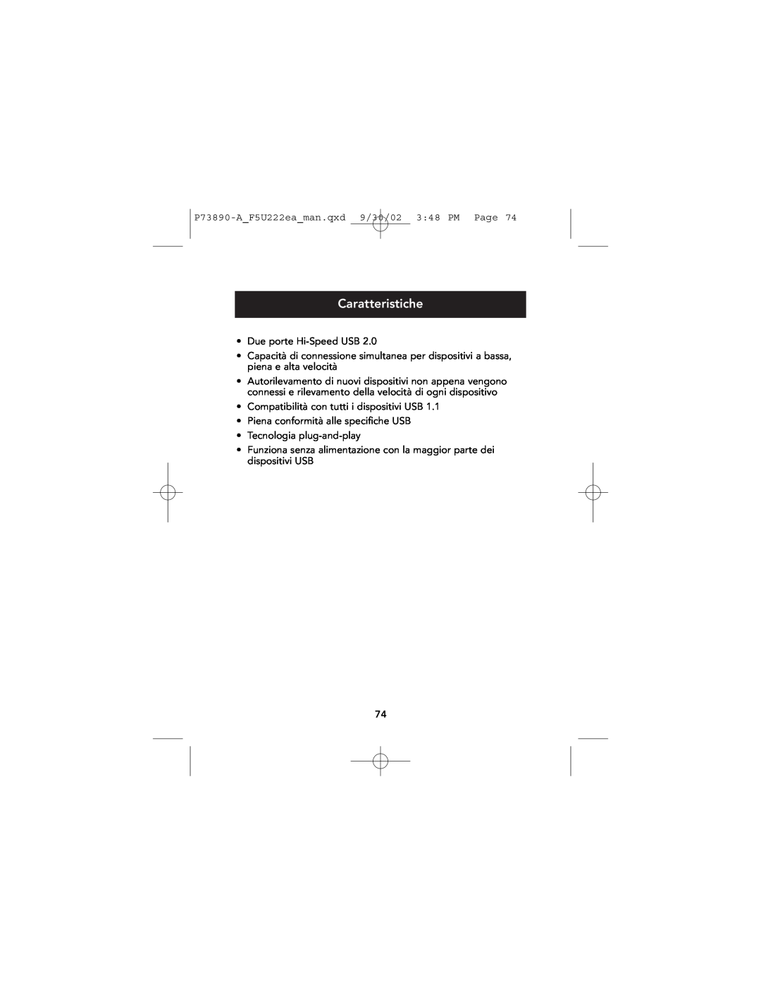 Belkin P73890EA-A manual Caratteristiche 