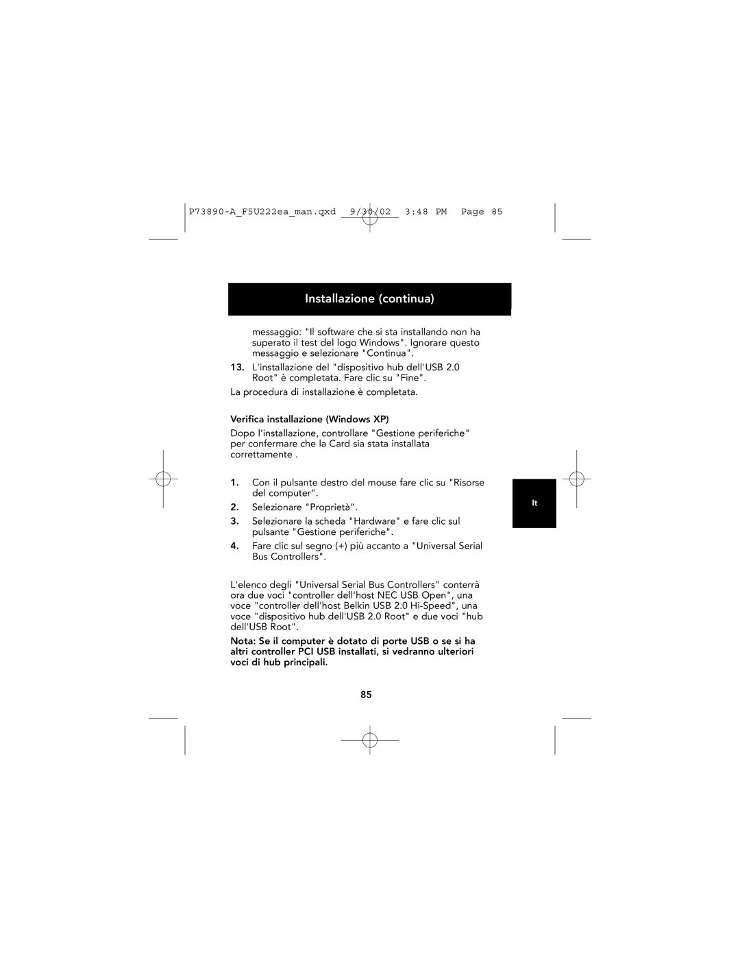 Belkin P73890EA-A manual Selezionare Proprietà 