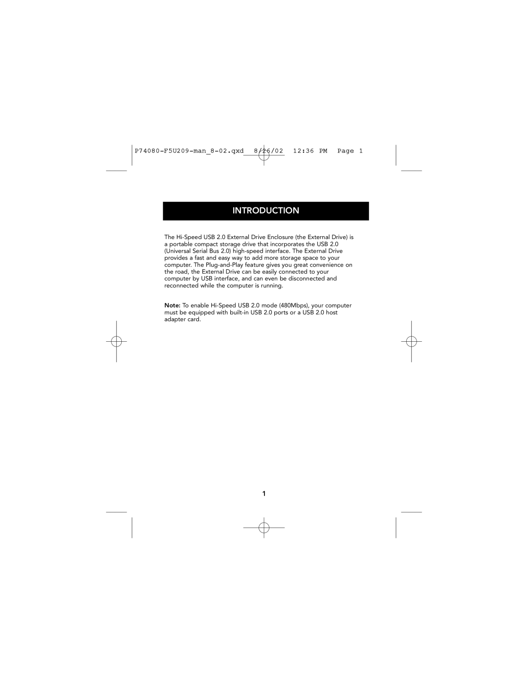 Belkin user manual Introduction, P74080-F5U209-man8-02.qxd 8/26/02 1236 PM Page 
