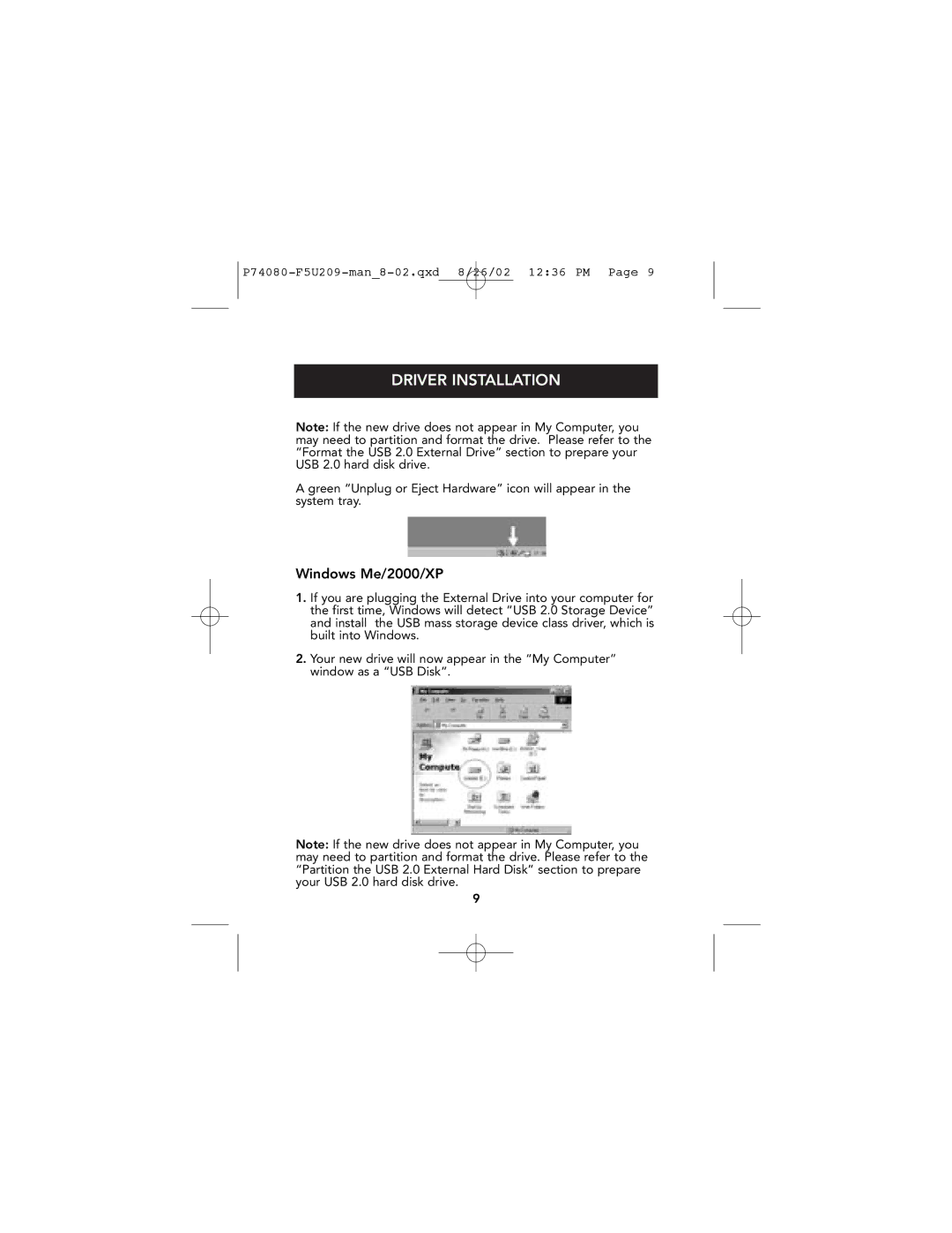 Belkin P74080 user manual Windows Me/2000/XP 