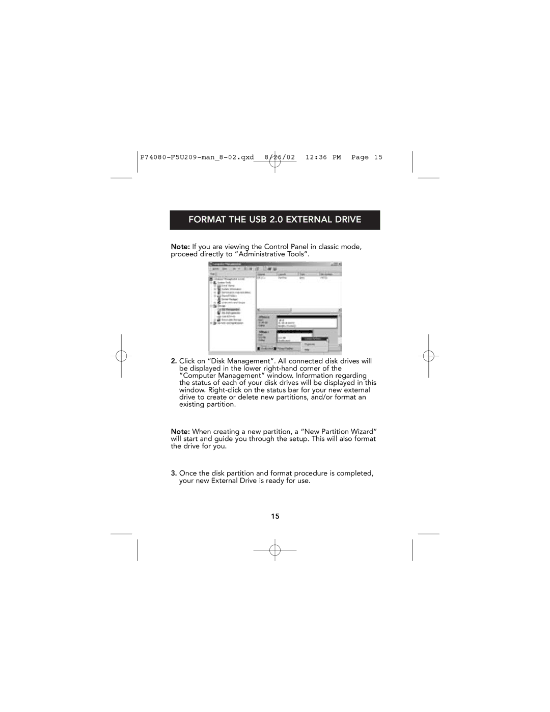 Belkin P74080 user manual Format the USB 2.0 External Drive 