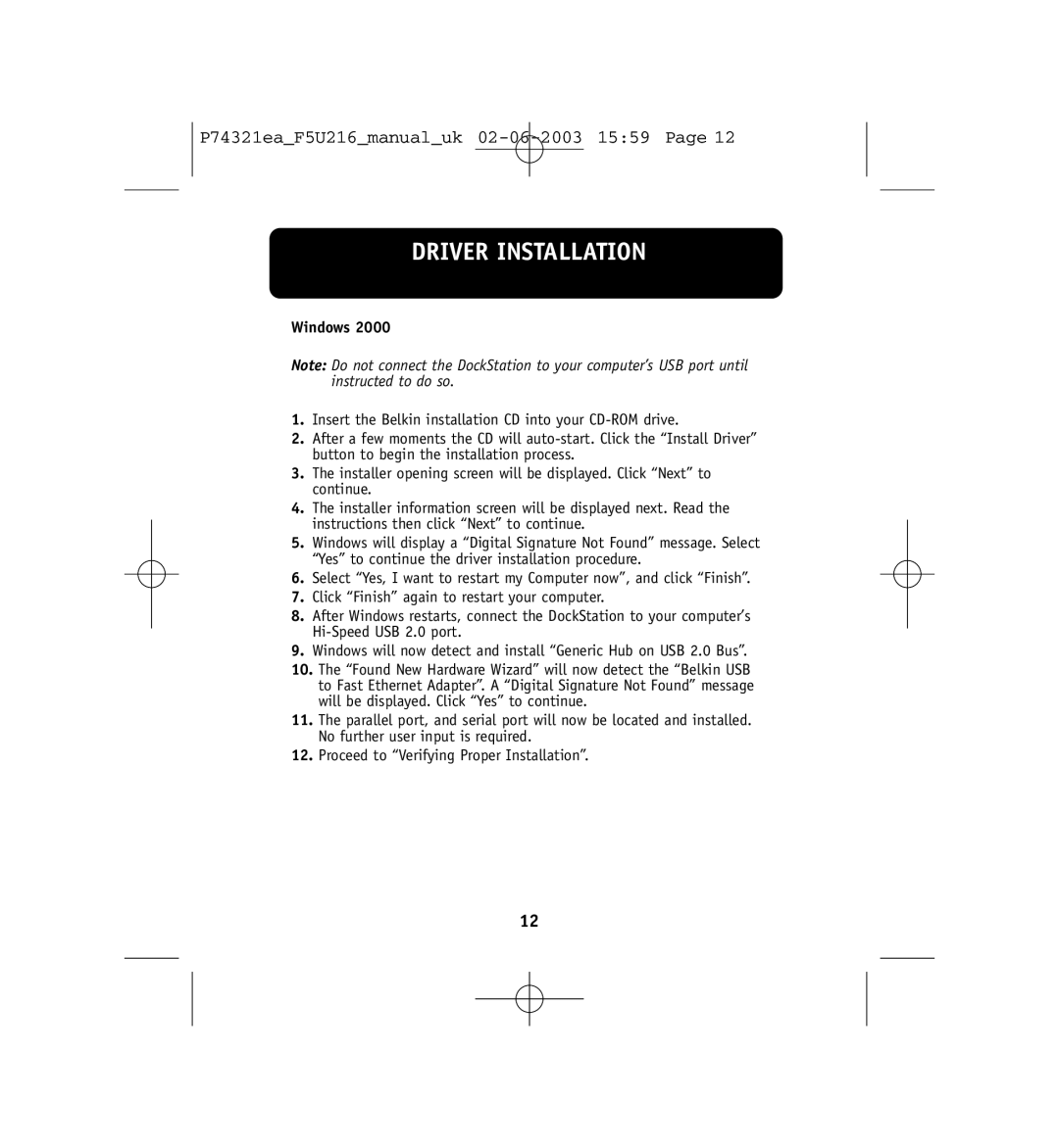 Belkin P74321ea, F5U216ea user manual Windows 