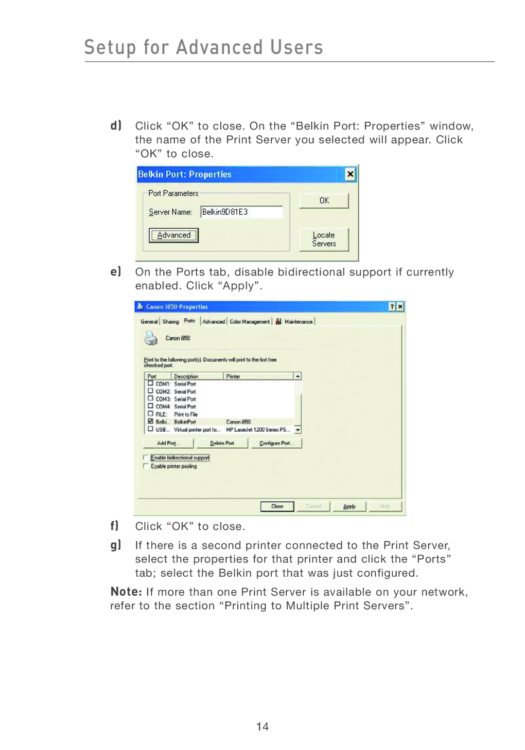 Belkin P74393UK manual Setup for Advanced Users 