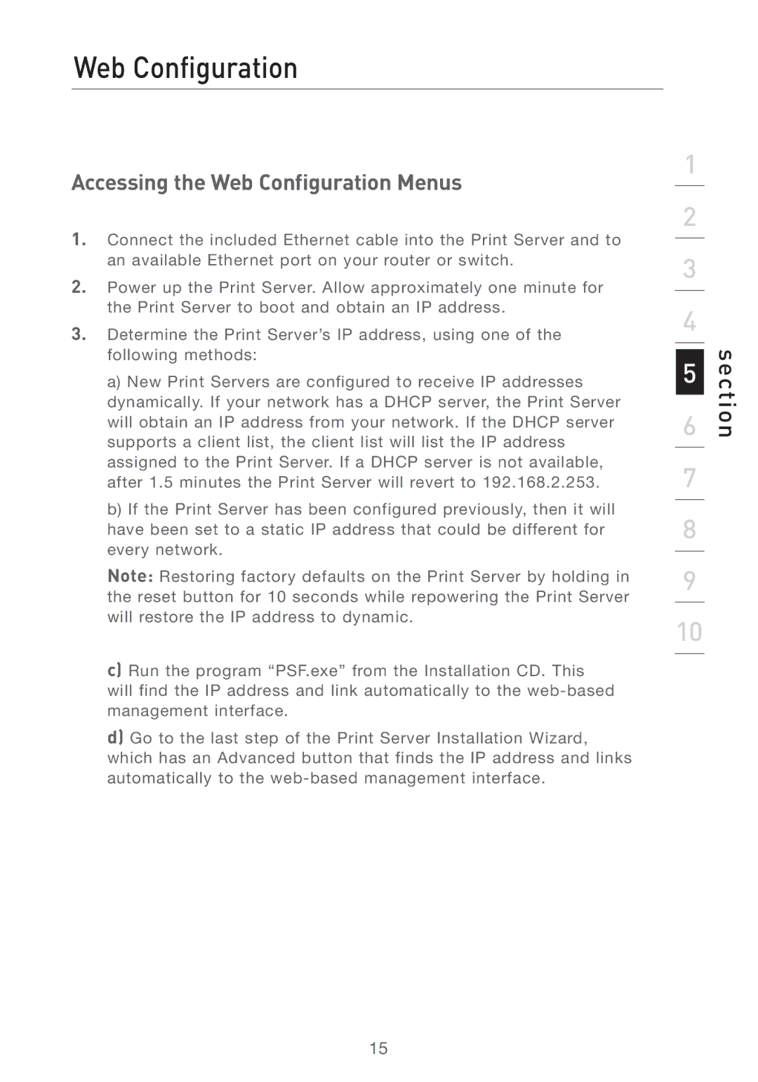 Belkin P74393UK manual Accessing the Web Configuration Menus 