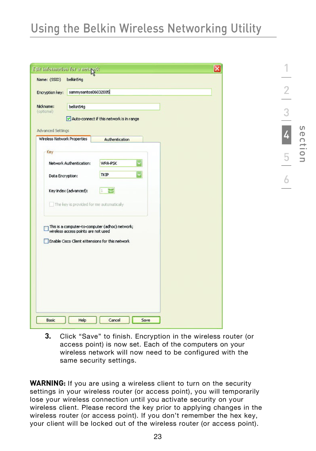 Belkin P74471EA-B manual Using the Belkin Wireless Networking Utility 