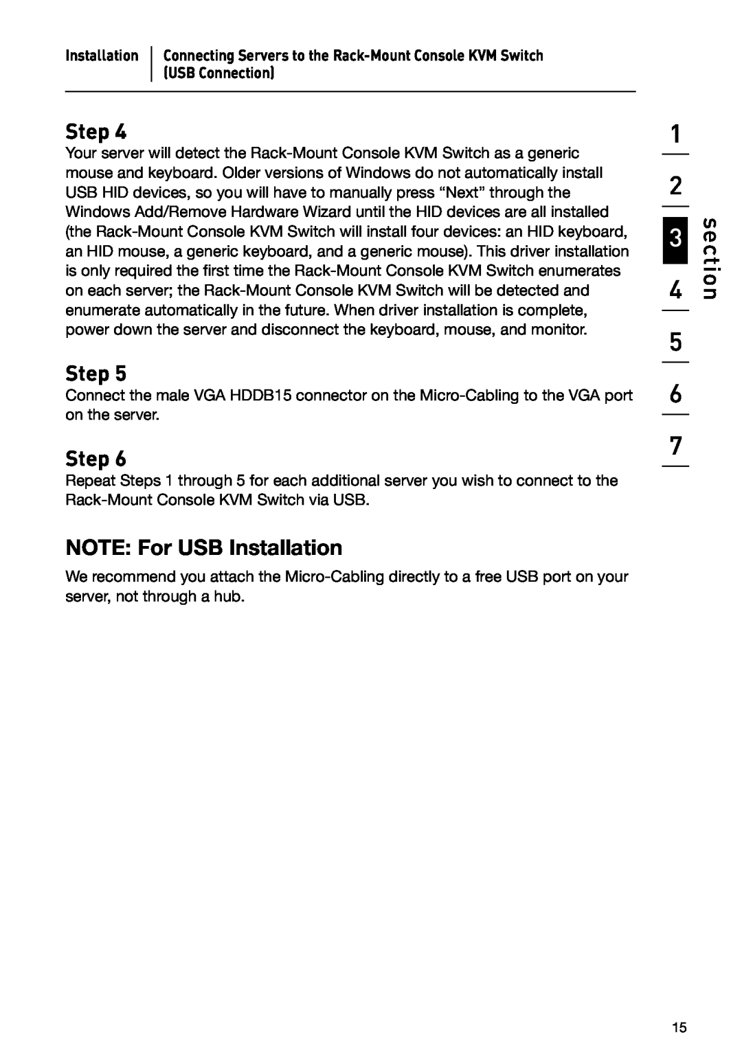 Belkin P74696 manual NOTE For USB Installation, section, Step 