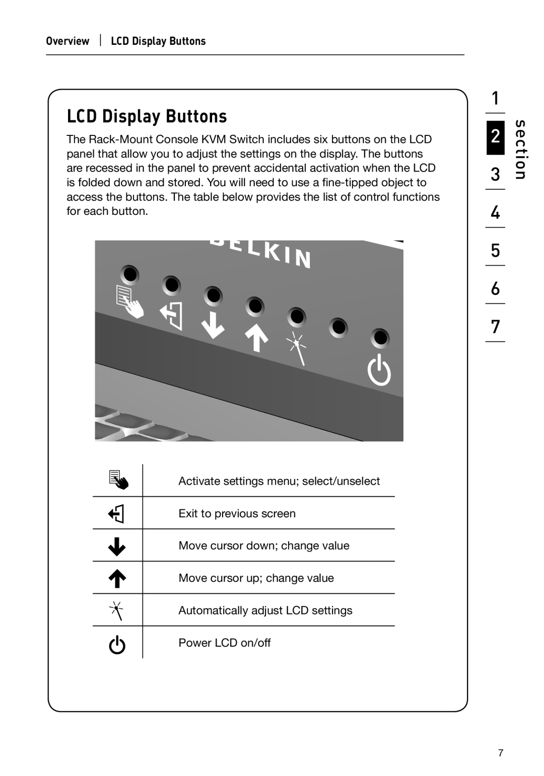 Belkin P74696 manual LCD Display Buttons 