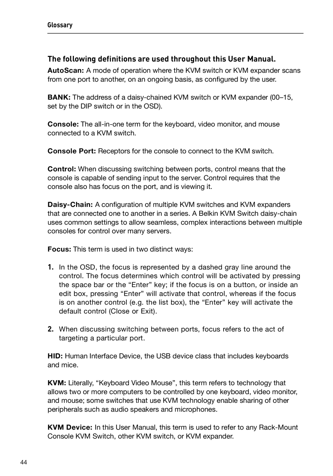 Belkin P74696 manual Glossary 