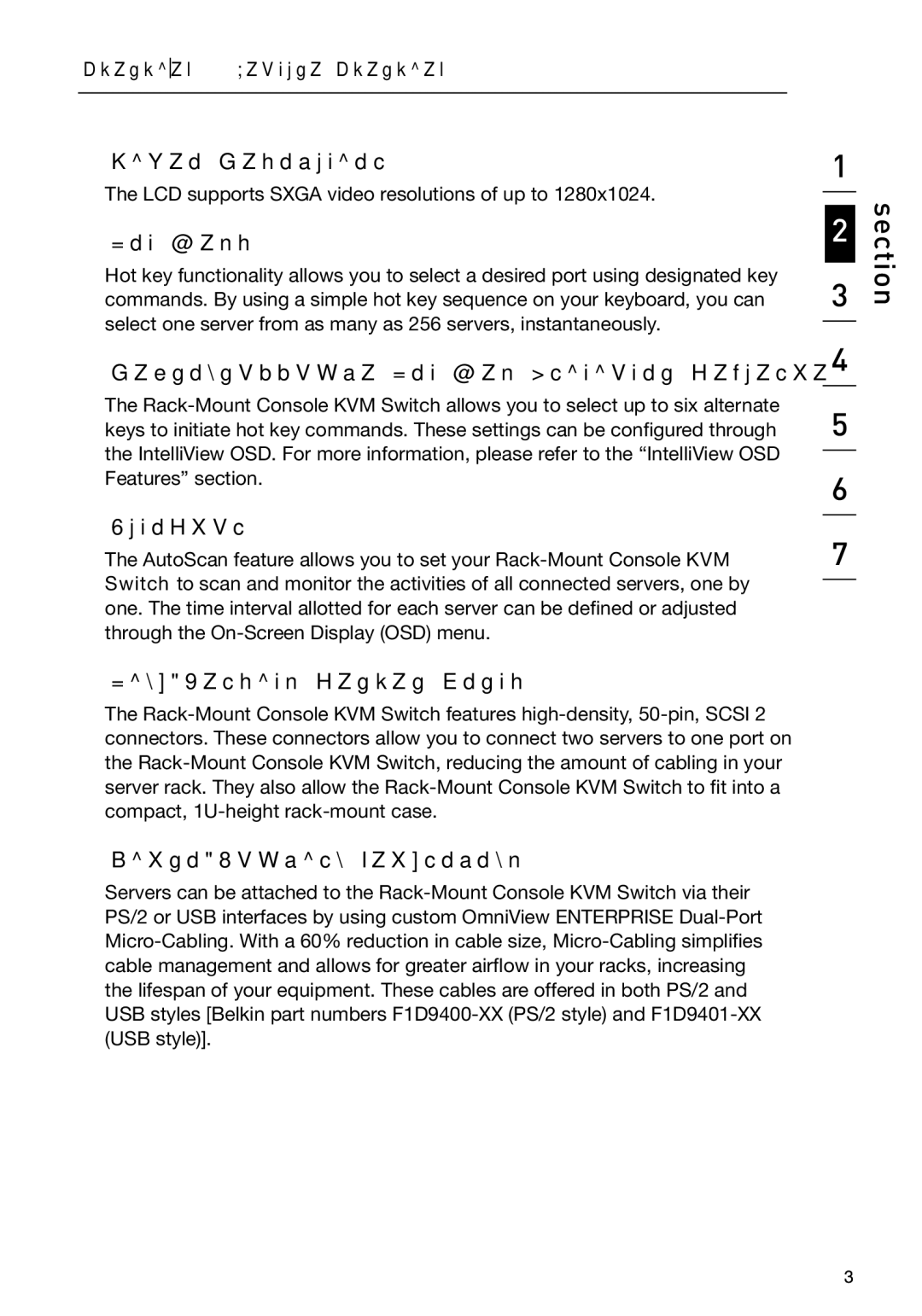 Belkin P74696 Video Resolution, Hot Keys, Reprogrammable Hot Key Initiator Sequence, AutoScan, High-Density Server Ports 