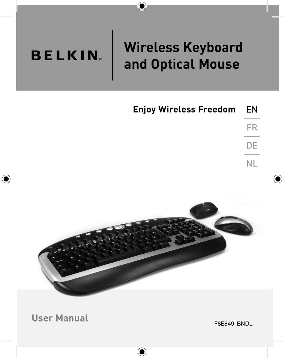 Belkin P74775UK, F8E849-BNDL user manual Enjoy Wireless Freedom EN, Wireless Keyboard and Optical Mouse, User Manual 