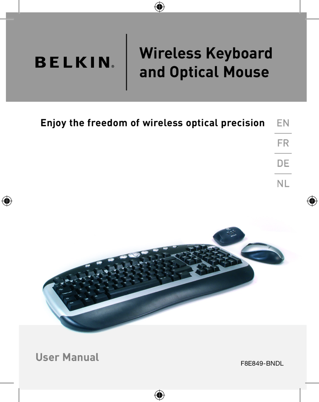 Belkin F8E849-BNDL, P74775UK user manual Wireless Keyboard Optical Mouse 