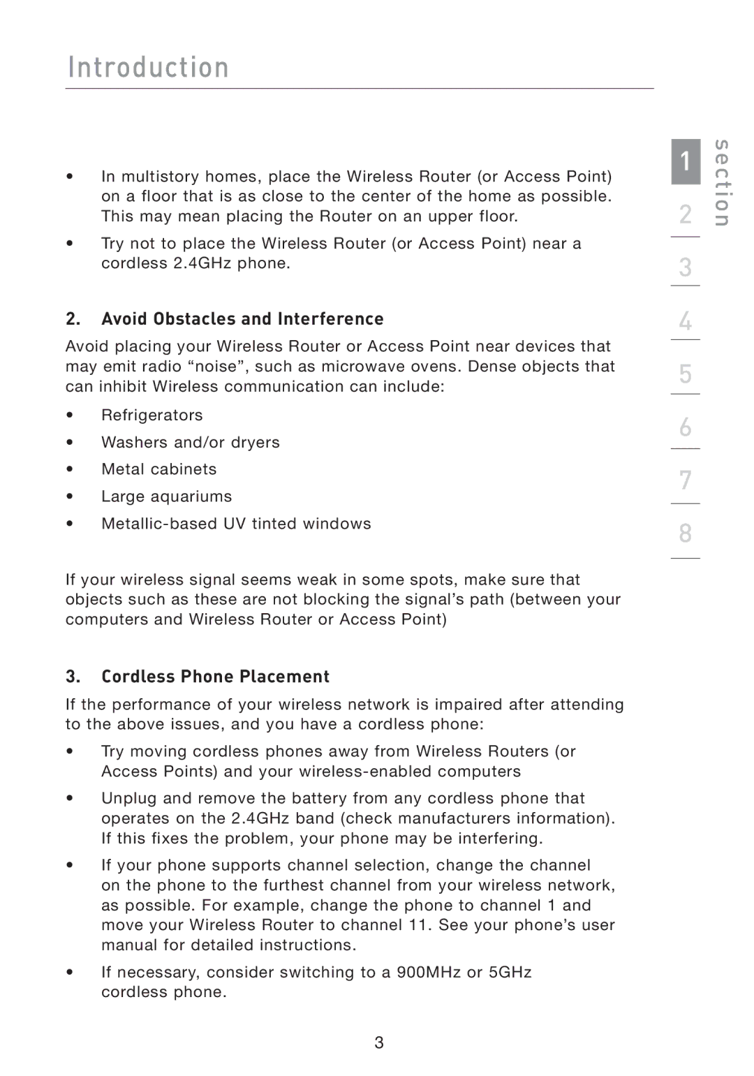 Belkin P74845UK manual Avoid Obstacles and Interference, Cordless Phone Placement 