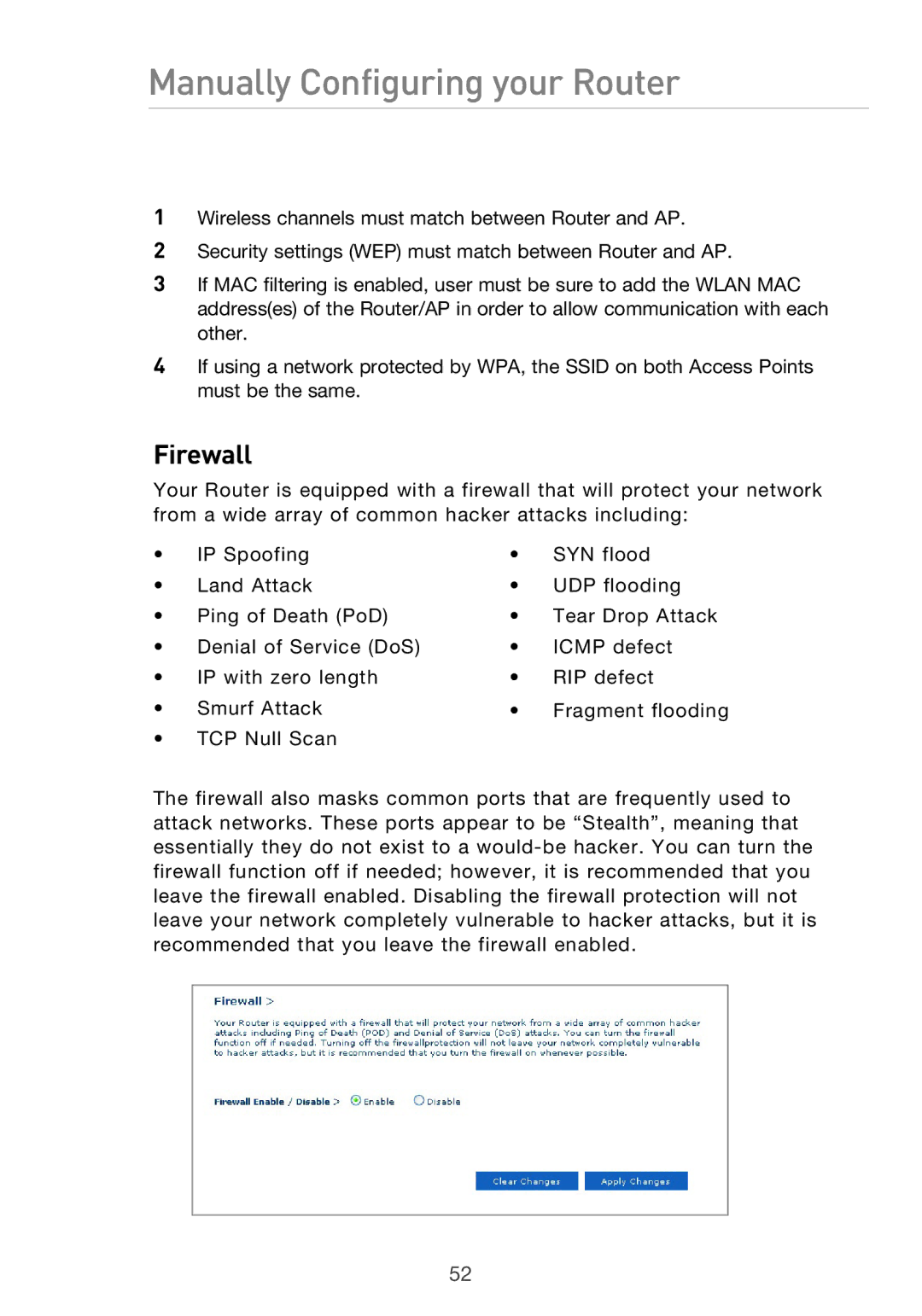 Belkin P75125UK manual Firewall 