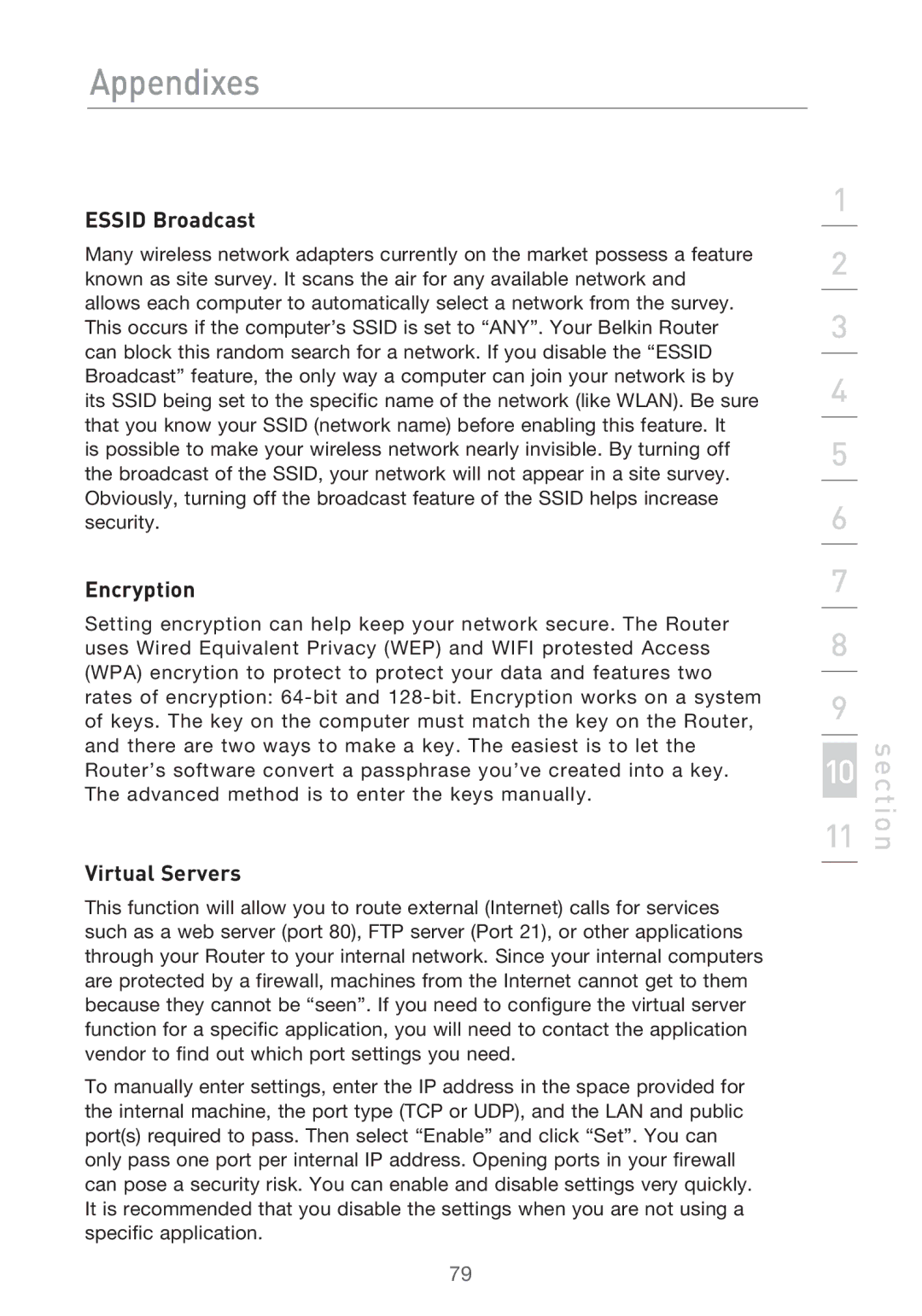 Belkin P75125UK manual Essid Broadcast, Encryption 