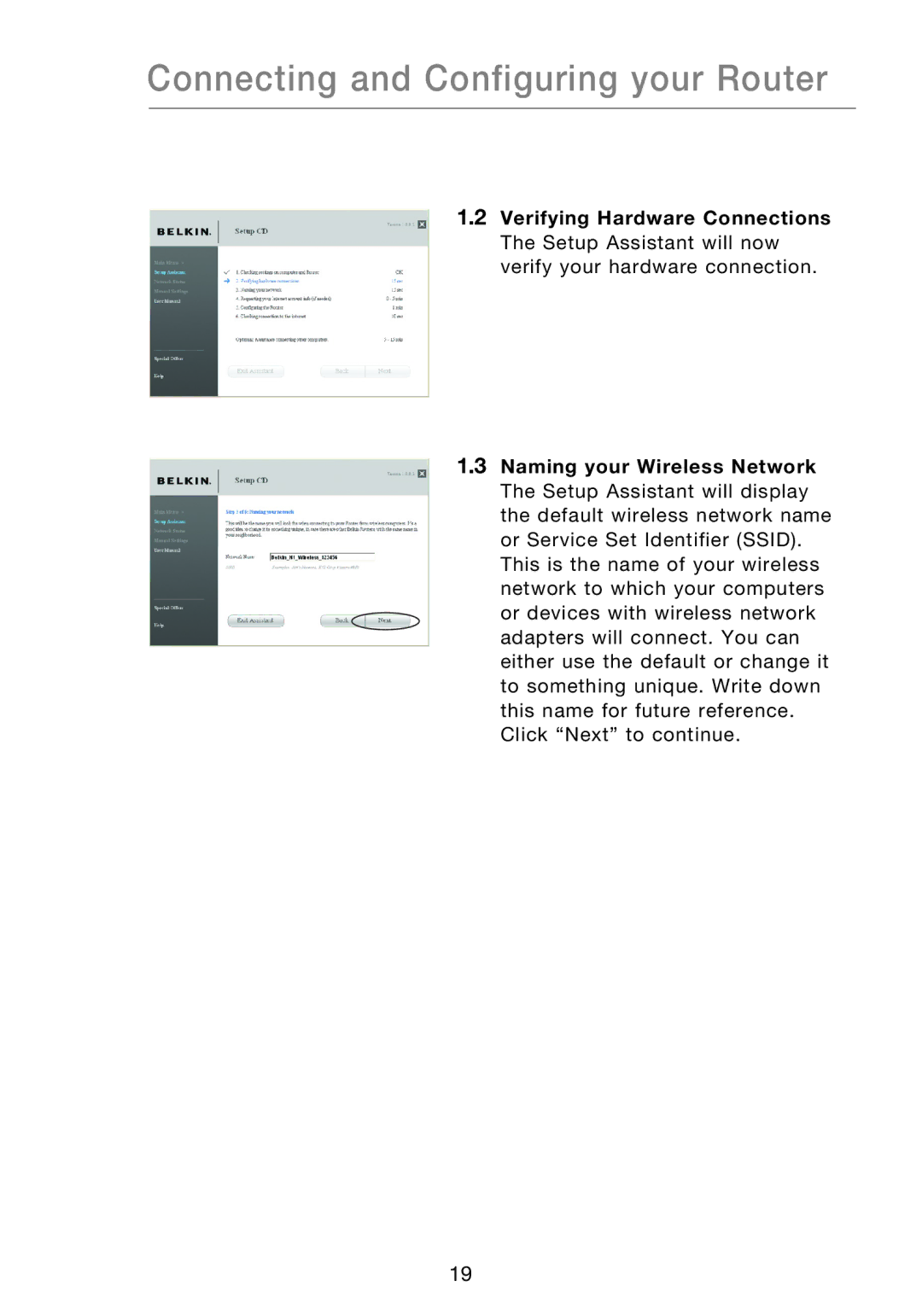 Belkin P75170EI manual Connecting and Configuring your Router 