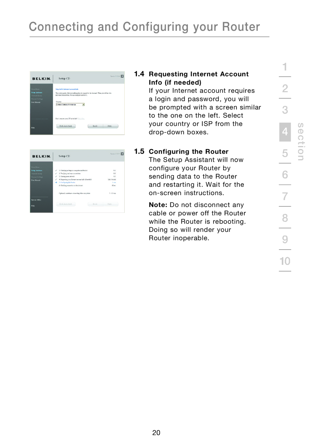 Belkin P75170EI manual Requesting Internet Account Info if needed 