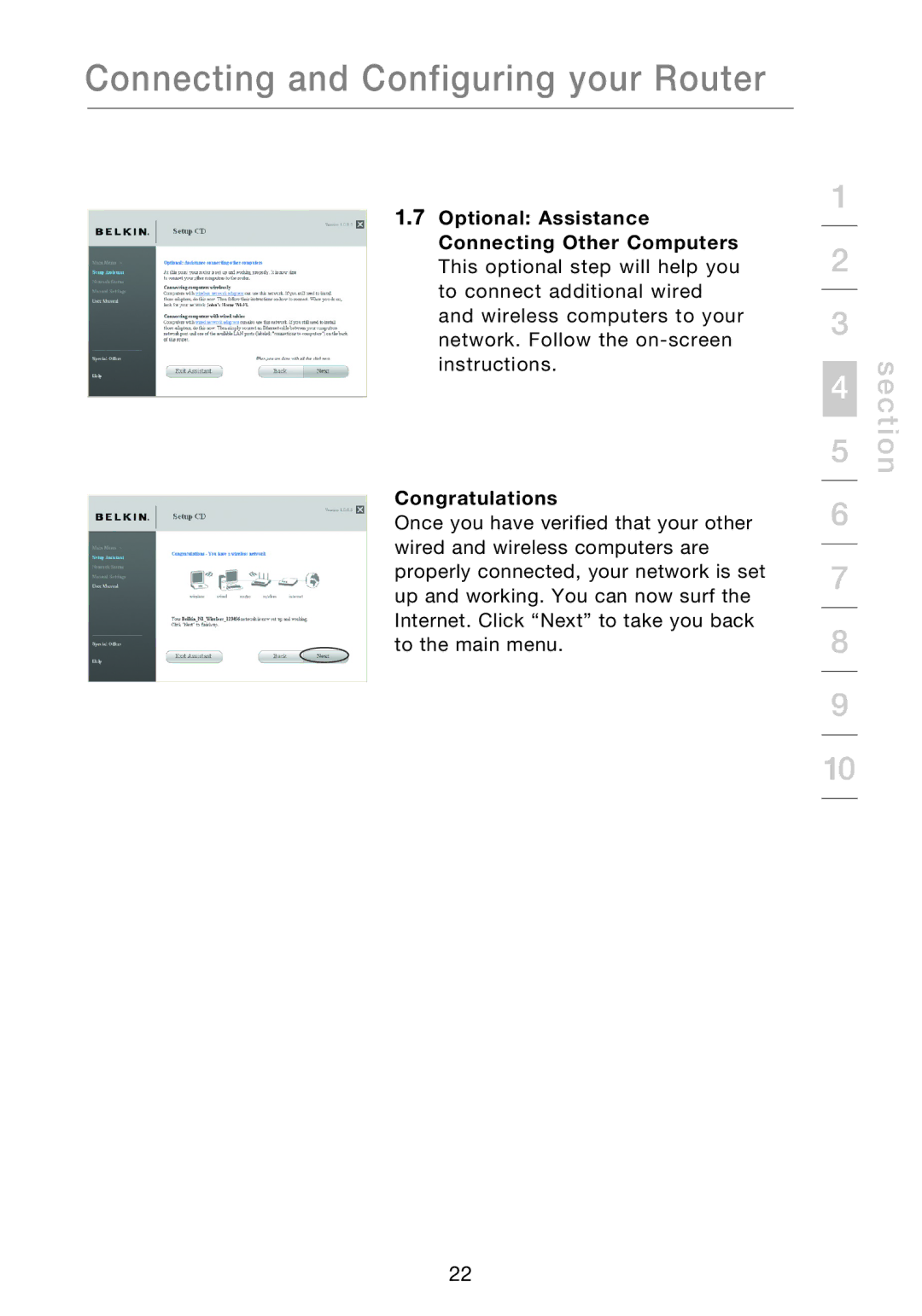 Belkin P75170EI manual Connecting and Configuring your Router 