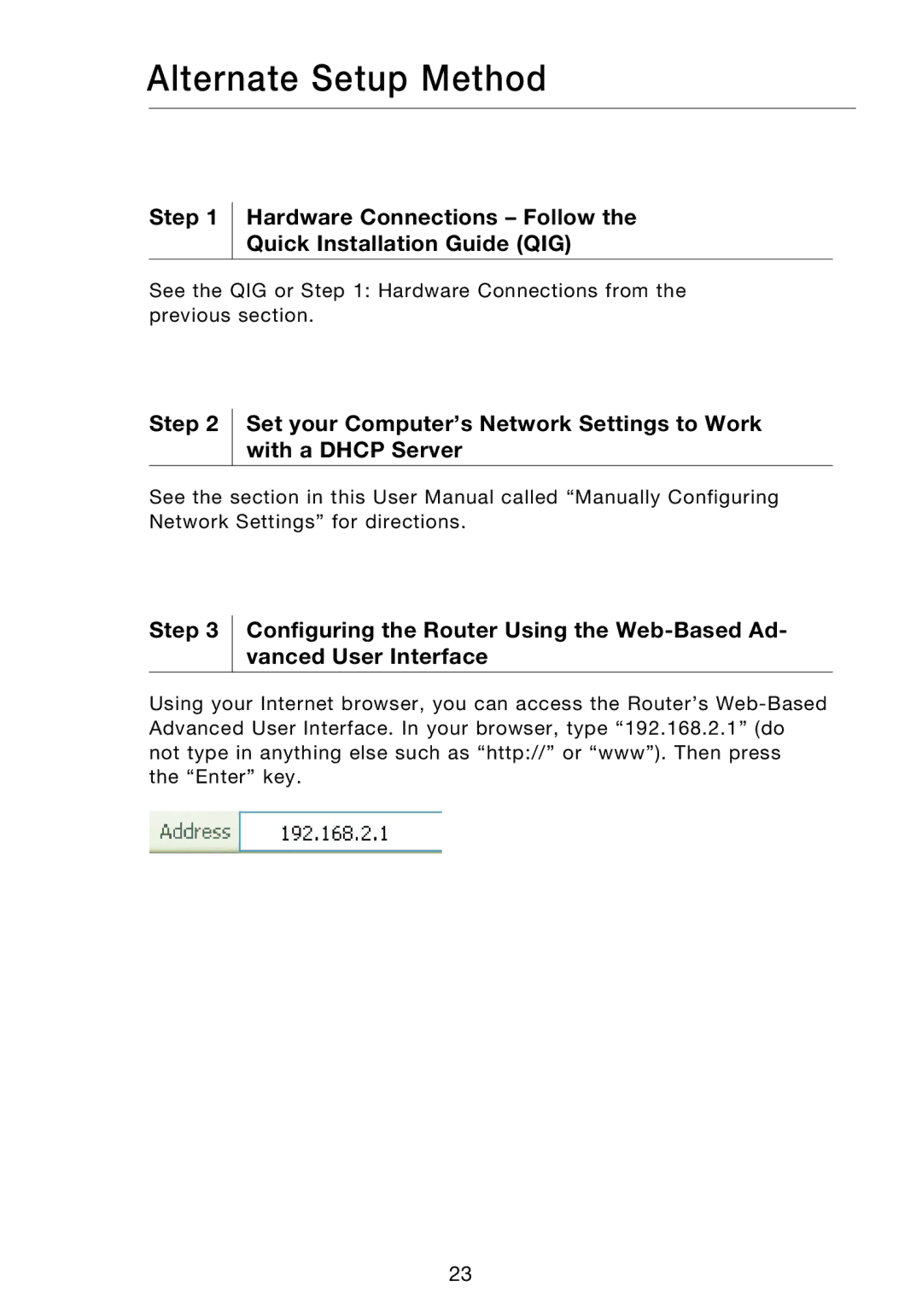 Belkin P75170EI manual Alternate Setup Method 